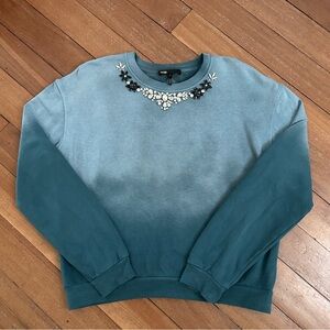 Maje  Crystal Embellished Dip-Dye Sweatshirt Teal